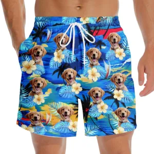 DOPTIKA Personalized Funny Mens Swim Trunks, Mens Beach Shorts, Custom Summer Birthday Gifts for Men, Dog Dad Gifts