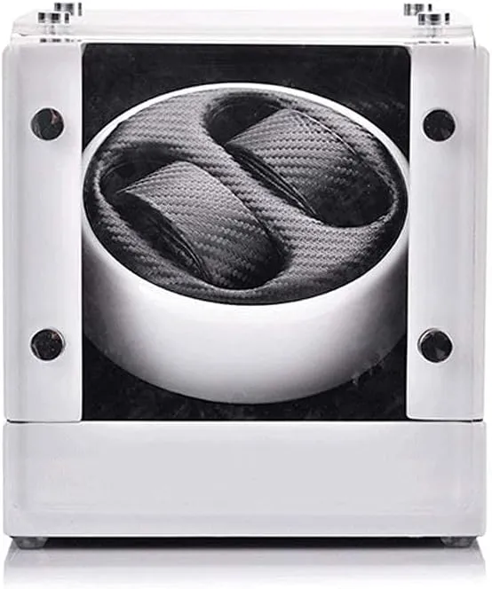 Double Watch Winder Box in Wooden Shell and Carbon Fiber Leather Silent Motor for Automatic Mechanical Watch