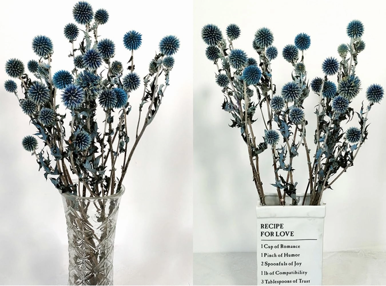 Dried Echinops, Royal Blue Natural Thistle Preserved Flowers, 20 Balls Blue Planet Echinops Globe Flower for Wedding Boho Party Home Decor, DIY Floral Arrangements