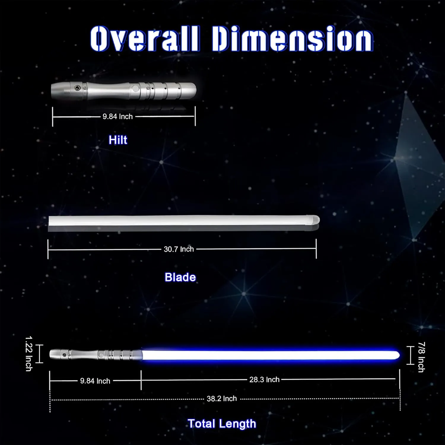 Dueling Lightsaber with 38.2 Inch,FX Light Saber,Metal Hilt,Replaceable Blade,4 Modes Sounds, Blaster, Rechargeable, Age 6 7 8 9 10 11 12 13 Kids Toys,Cosplay,Brithday Gift (Blue)