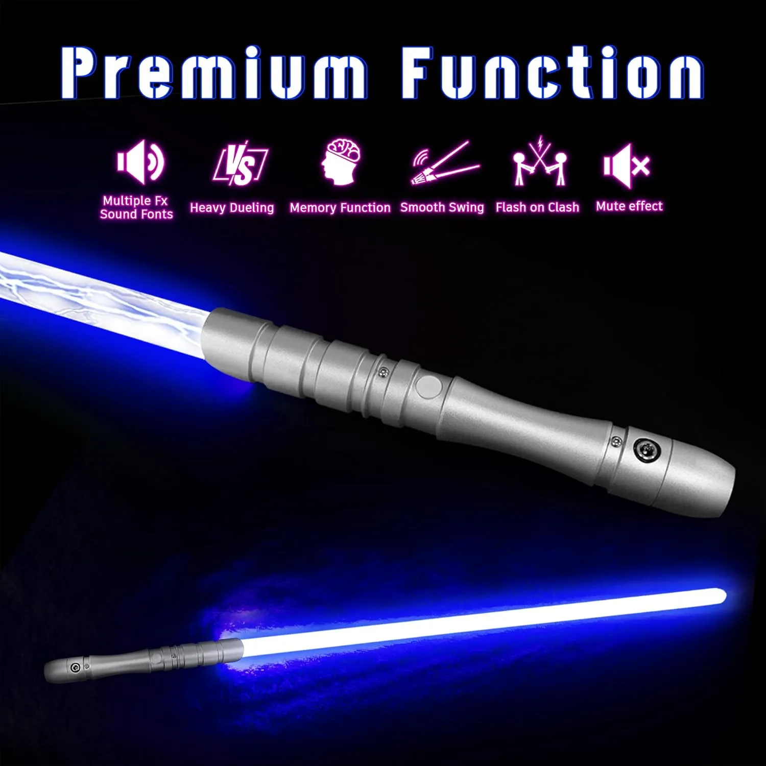 Dueling Lightsaber with 38.2 Inch,FX Light Saber,Metal Hilt,Replaceable Blade,4 Modes Sounds, Blaster, Rechargeable, Age 6 7 8 9 10 11 12 13 Kids Toys,Cosplay,Brithday Gift (Blue)
