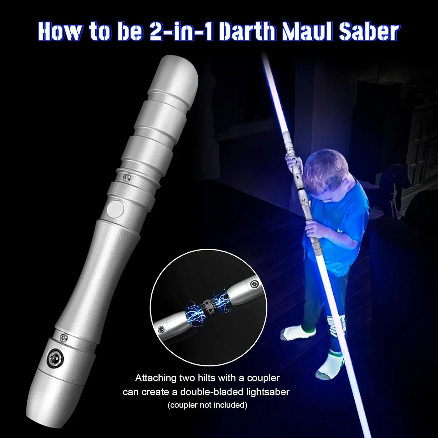 Dueling Lightsaber with 38.2 Inch,FX Light Saber,Metal Hilt,Replaceable Blade,4 Modes Sounds, Blaster, Rechargeable, Age 6 7 8 9 10 11 12 13 Kids Toys,Cosplay,Brithday Gift (Blue)