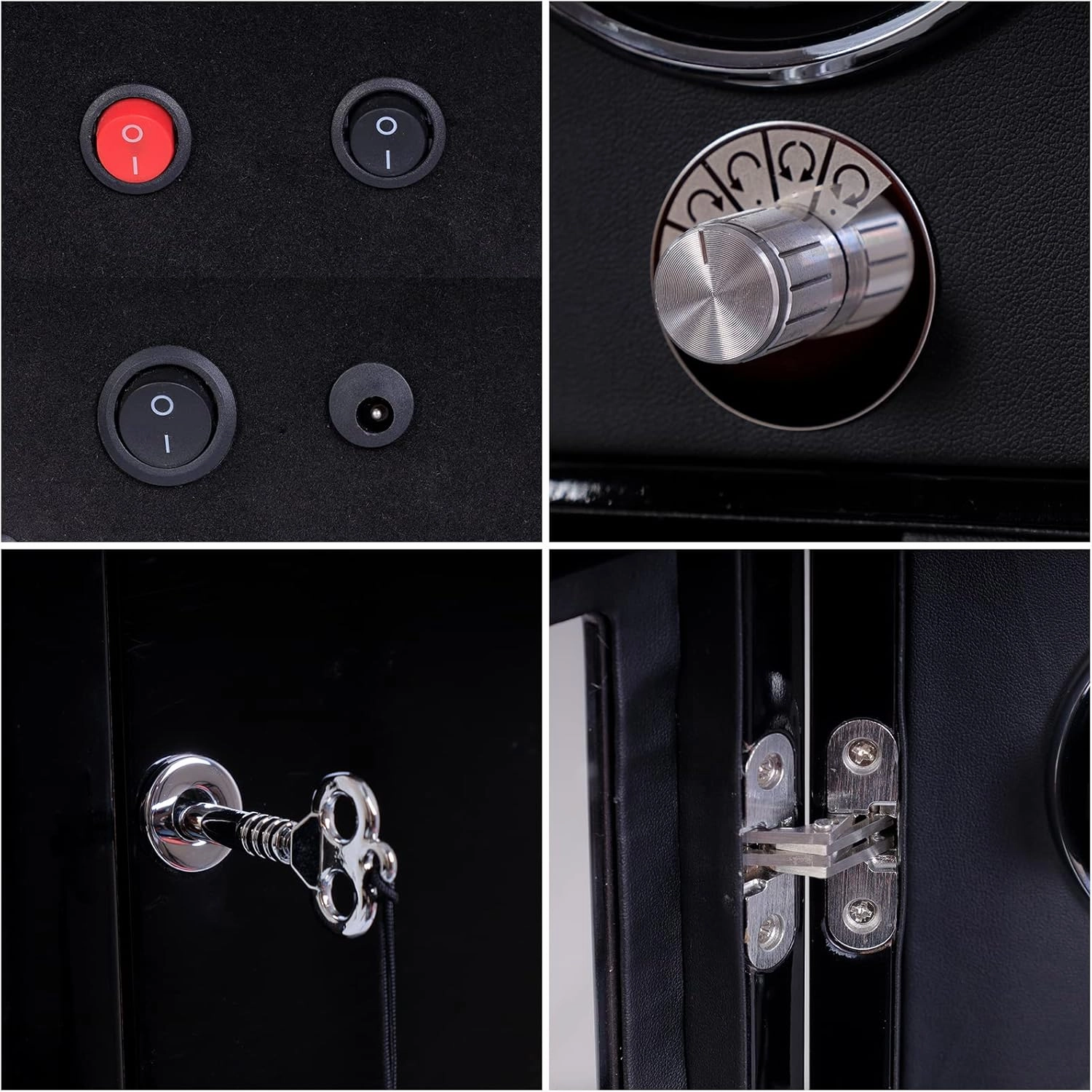 DUKWIN Watch Winder for 4/6/8 Automatic Watches, Lockable Winders with Watch Holders and Jewelry Storage, Super Quiet Motor with High-Gloss Finish, Built-in Illumination
