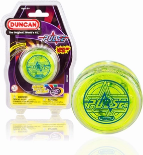 Duncan Toys Pulse LED Light-Up Yo-Yo, Intermediate Level Yo-Yo with Ball Bearing Axle and LED Lights, Clear/Green