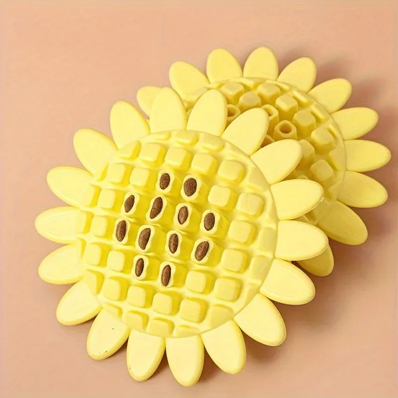 Durable Rubber Sunflower Dog Toy for Teething & Play