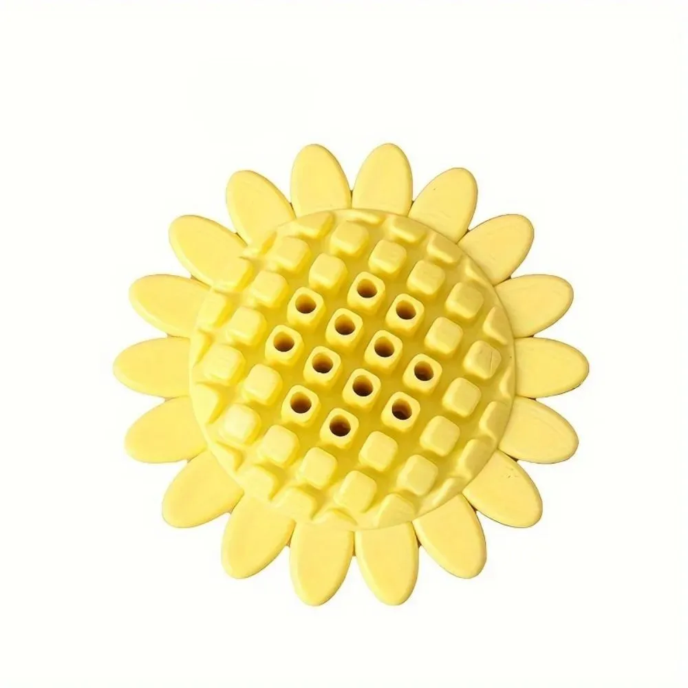 Durable Rubber Sunflower Dog Toy for Teething & Play