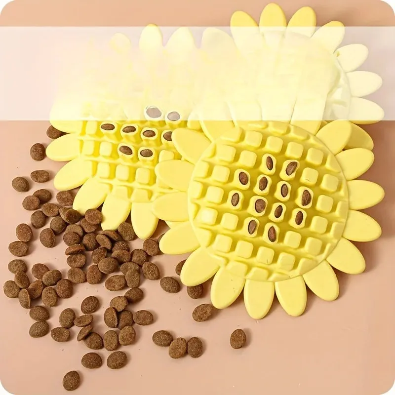 Durable Rubber Sunflower Dog Toy for Teething & Play