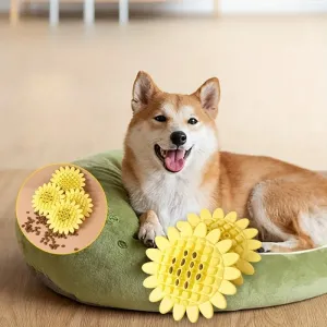 Durable Rubber Sunflower Dog Toy for Teething & Play