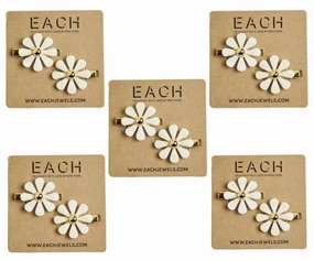 Each Jewels Flower Hair Clips Shiny Pearl petals Daisy Hair Clips (10 pc)