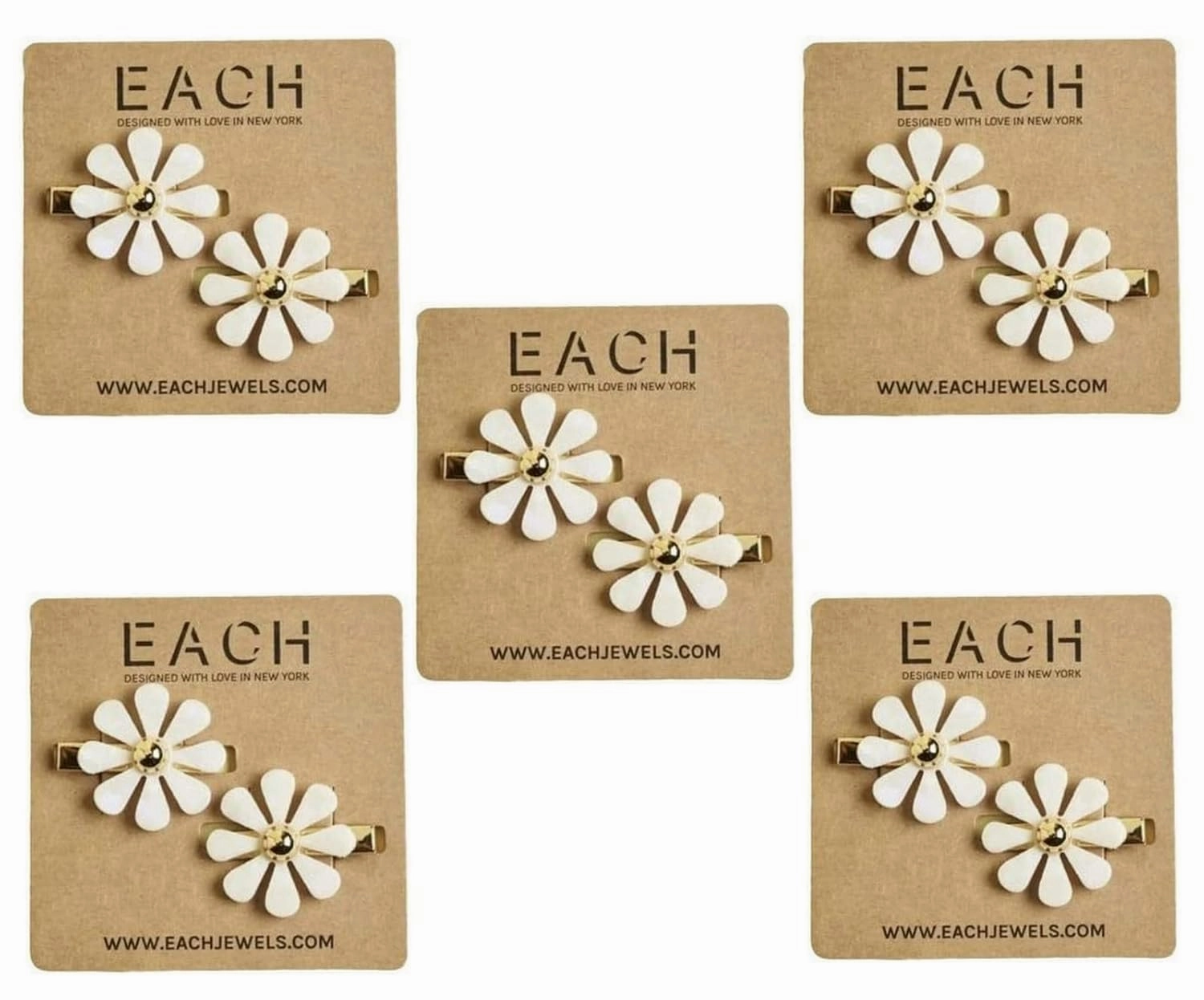 Each Jewels Flower Hair Clips Shiny Pearl petals Daisy Hair Clips (10 pc)