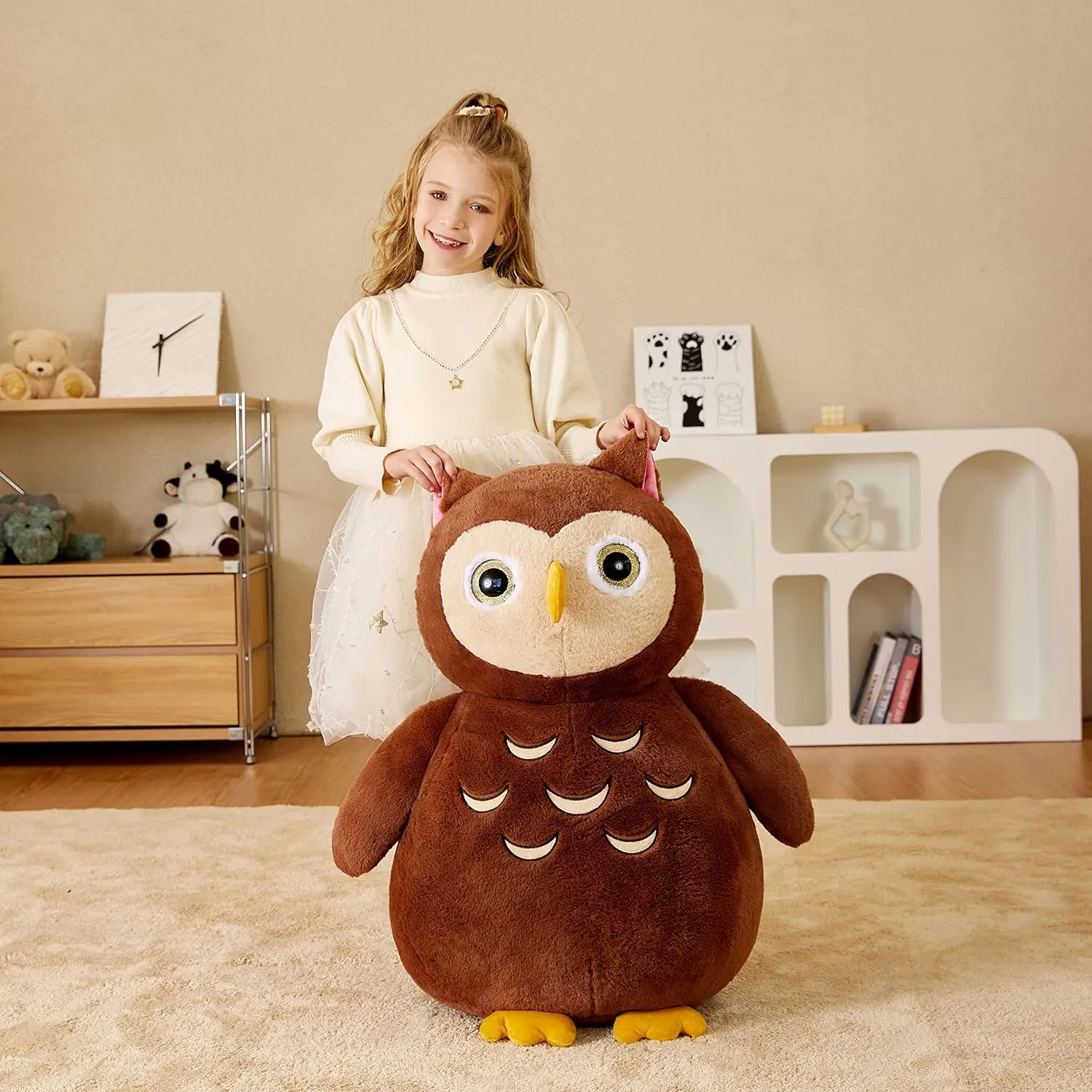 EARTHSOUND Giant Owl Stuffed Animal Plush Toy,Large Jumbo Cute Soft Toys,Big Size Huge Fluffy Plushy Oversized Fat Plushie,Gifts for Kid
