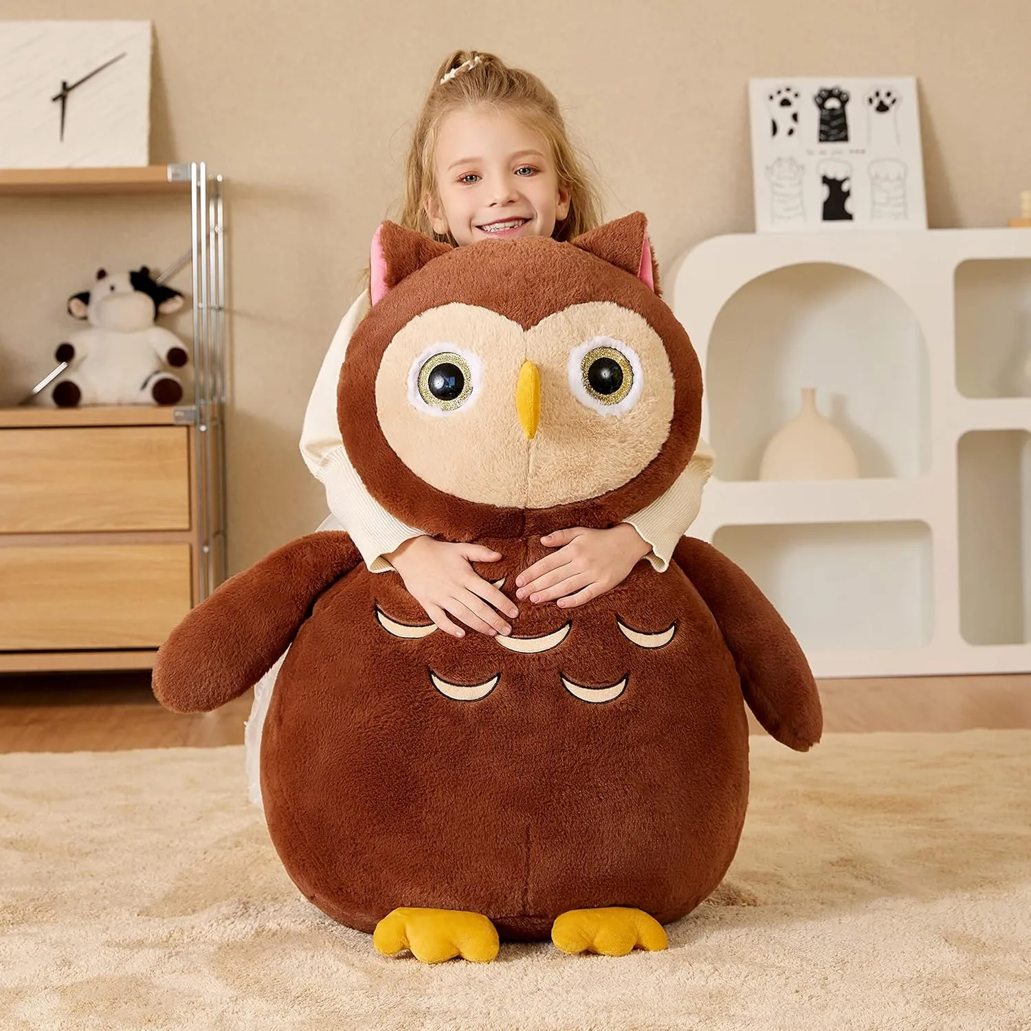 EARTHSOUND Giant Owl Stuffed Animal Plush Toy,Large Jumbo Cute Soft Toys,Big Size Huge Fluffy Plushy Oversized Fat Plushie,Gifts for Kid