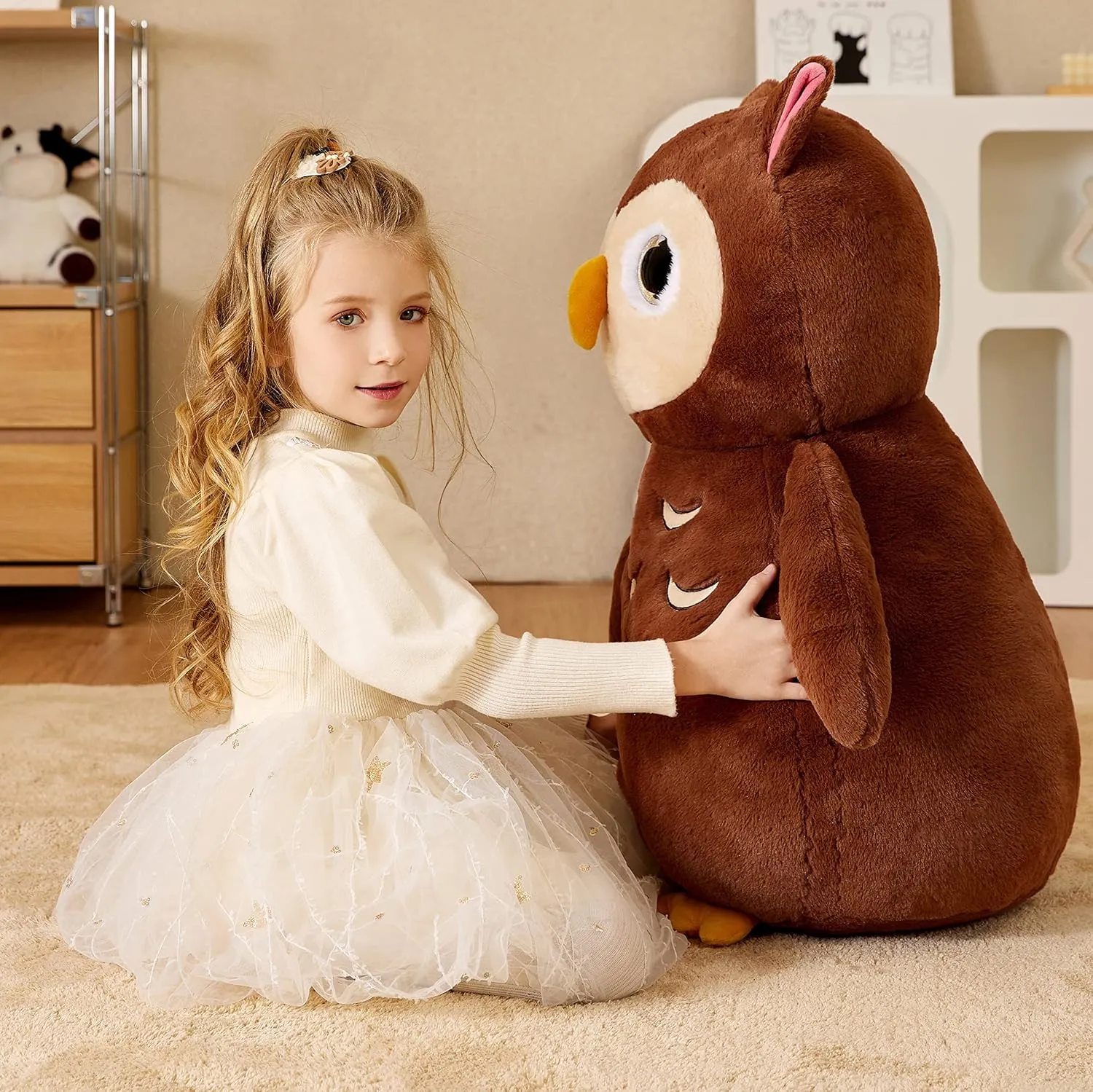 EARTHSOUND Giant Owl Stuffed Animal Plush Toy,Large Jumbo Cute Soft Toys,Big Size Huge Fluffy Plushy Oversized Fat Plushie,Gifts for Kid