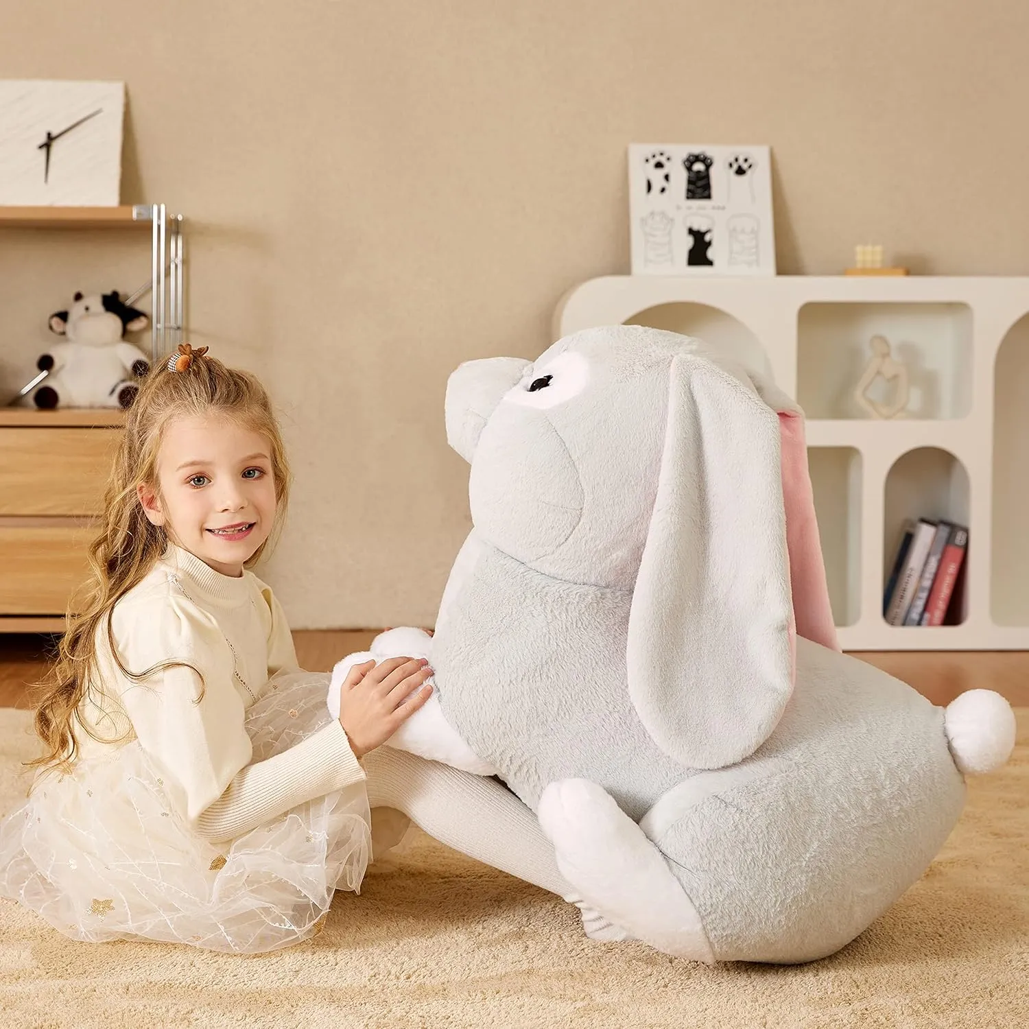 EARTHSOUND Giant Rabbit Stuffed Animal Plush Toy,Large Realistic Bunny Jumbo Big Size Soft Toys,Cute Huge Plushy Fluffy Fat Plushie,Gifts for Kid