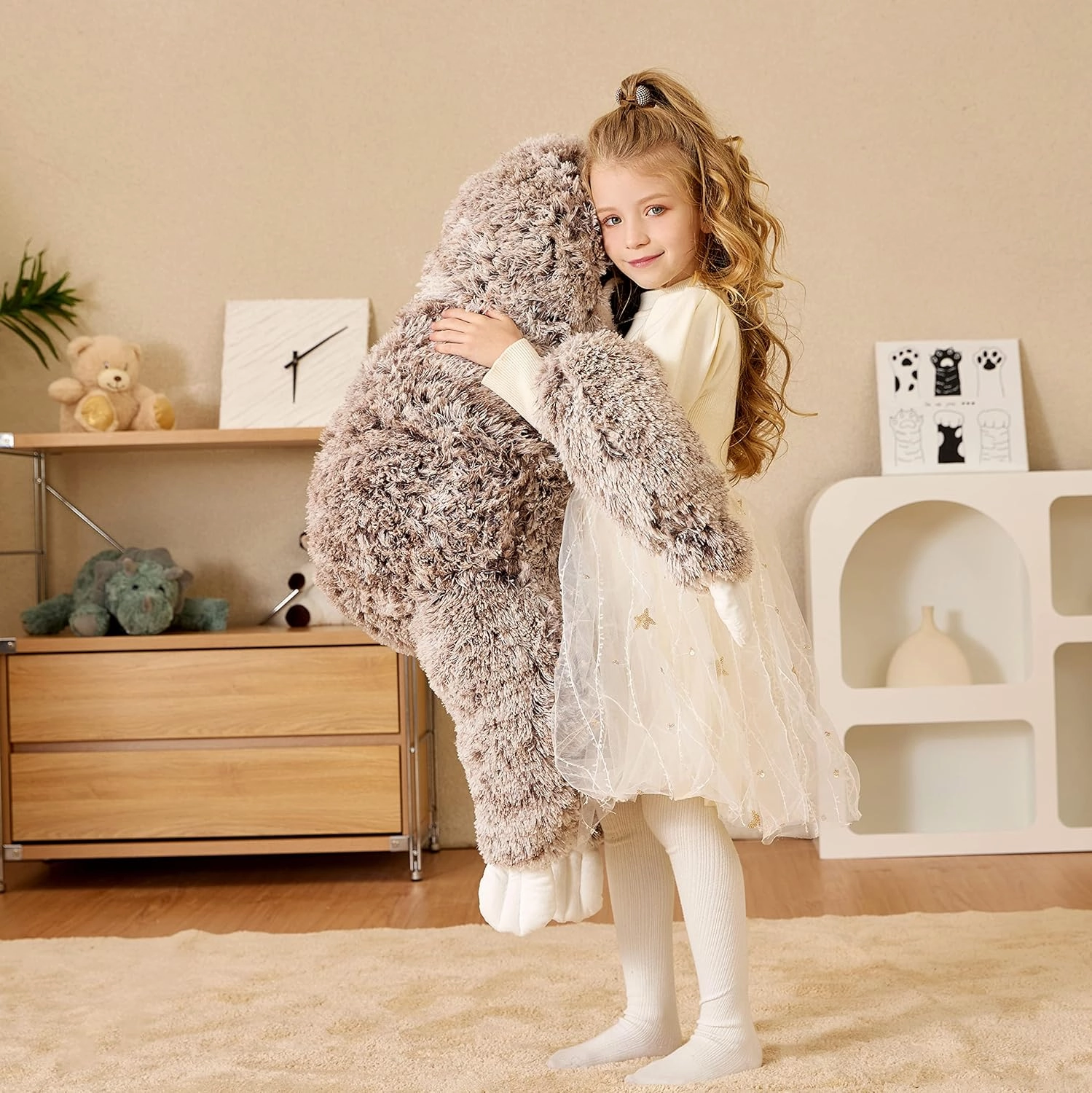 EARTHSOUND Giant Sloth Stuffed Animal Plush Toy,30" Large Jumbo Cute Soft Toys,Big Size Huge Fluffy Plushy Oversized Fat Plushie,Gifts for Kids Girlfriend Children (30 inches, Brown)