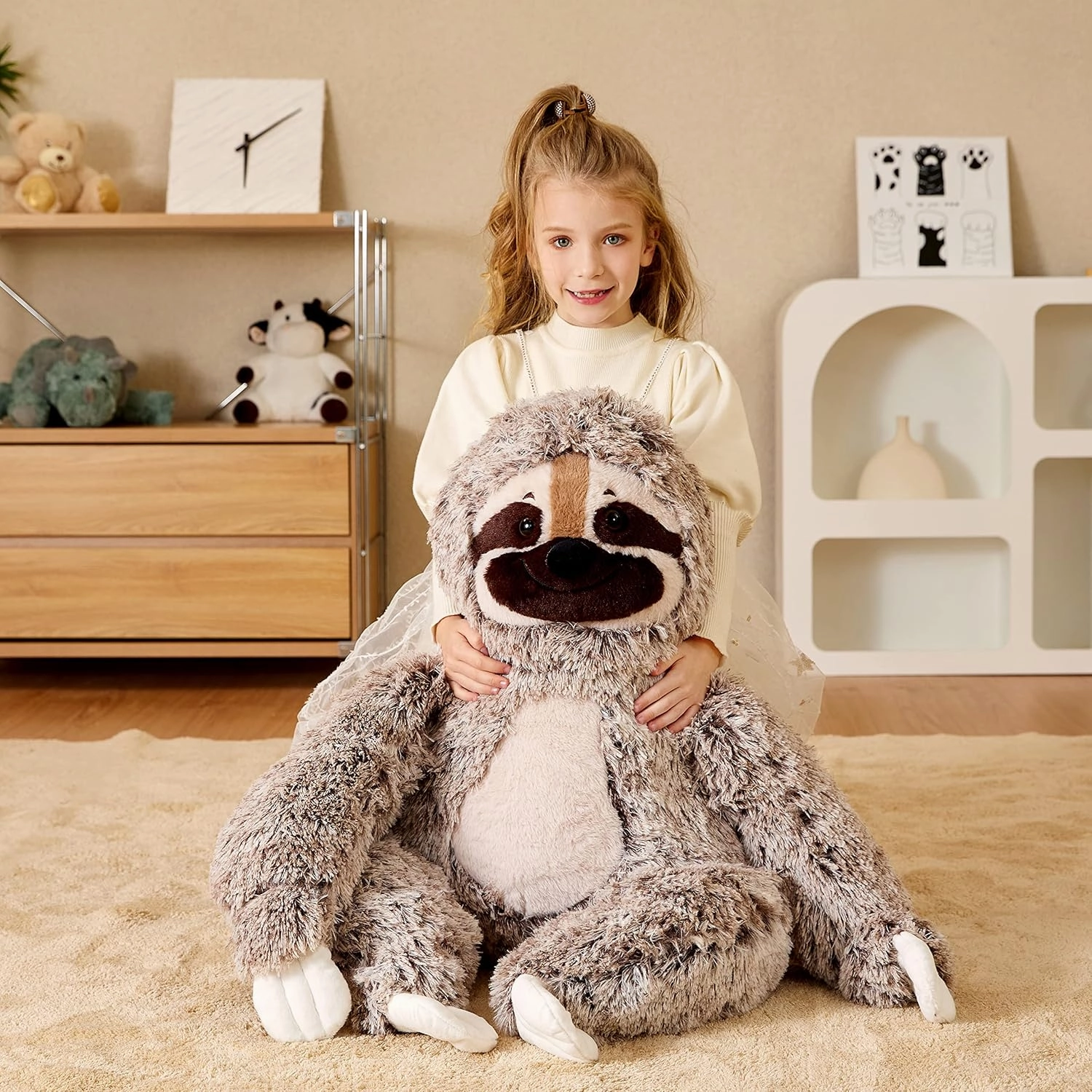 EARTHSOUND Giant Sloth Stuffed Animal Plush Toy,30" Large Jumbo Cute Soft Toys,Big Size Huge Fluffy Plushy Oversized Fat Plushie,Gifts for Kids Girlfriend Children (30 inches, Brown)