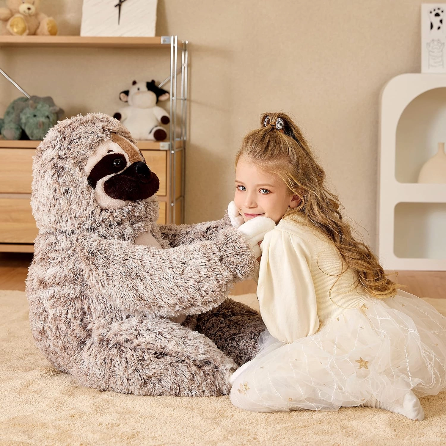 EARTHSOUND Giant Sloth Stuffed Animal Plush Toy,30" Large Jumbo Cute Soft Toys,Big Size Huge Fluffy Plushy Oversized Fat Plushie,Gifts for Kids Girlfriend Children (30 inches, Brown)