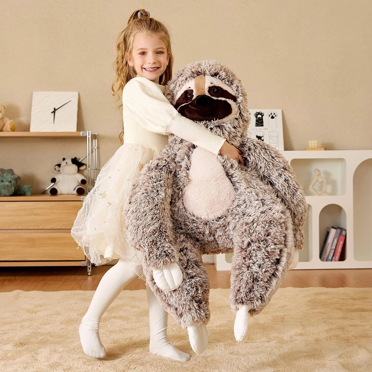 EARTHSOUND Giant Sloth Stuffed Animal Plush Toy,30" Large Jumbo Cute Soft Toys,Big Size Huge Fluffy Plushy Oversized Fat Plushie,Gifts for Kids Girlfriend Children (30 inches, Brown)