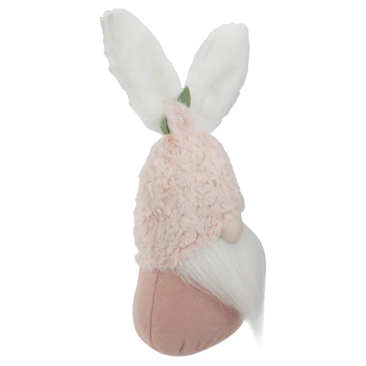 Easter and Spring Floral Gnome Head With Bunny Ears - 14" - Pink and White