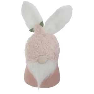Easter and Spring Floral Gnome Head With Bunny Ears - 14" - Pink and White