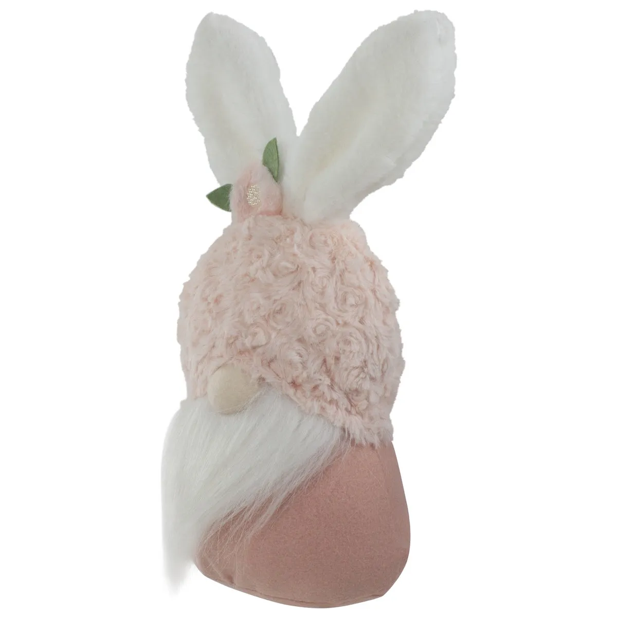 Easter and Spring Floral Gnome Head With Bunny Ears - 14" - Pink and White