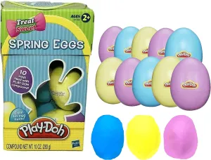 Easter Egg Hunt Filled Plastic Eggs- 10 Pack of 1 Oz Colorful Kids Doh- Play & Mold to Fun Dough Shapes -Candy Alternative for Bunny Basket Stuffers, Pinata Toys, Kids Party Favors- Non-Toxic, Ages 2 