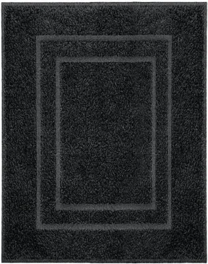 Eco Living Plaza 100% Natural Cotton Terry Cloth Rugs 23.6x31.5in [60x80cm] (Black)