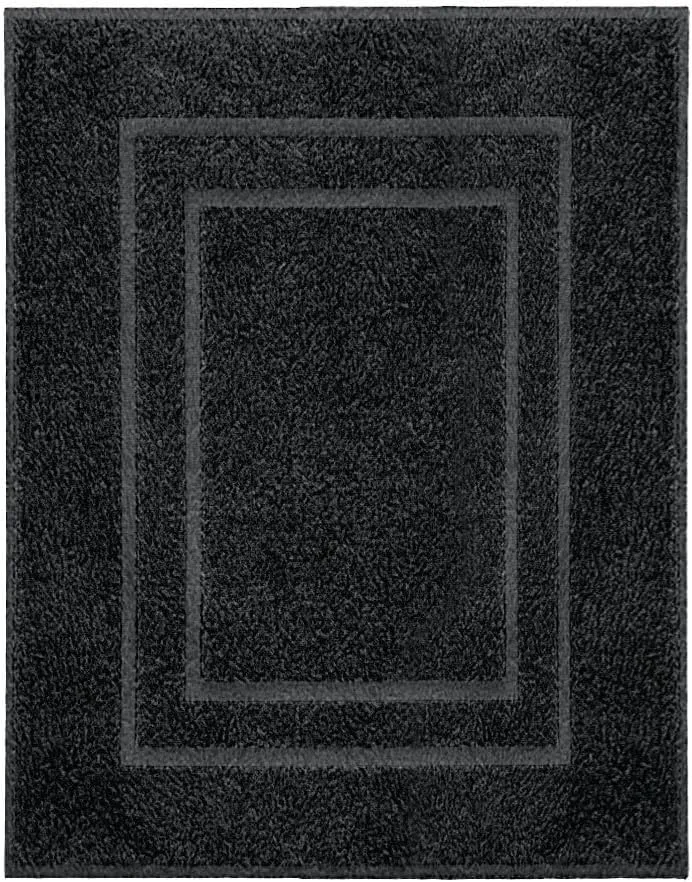 Eco Living Plaza 100% Natural Cotton Terry Cloth Rugs 23.6x31.5in [60x80cm] (Black)