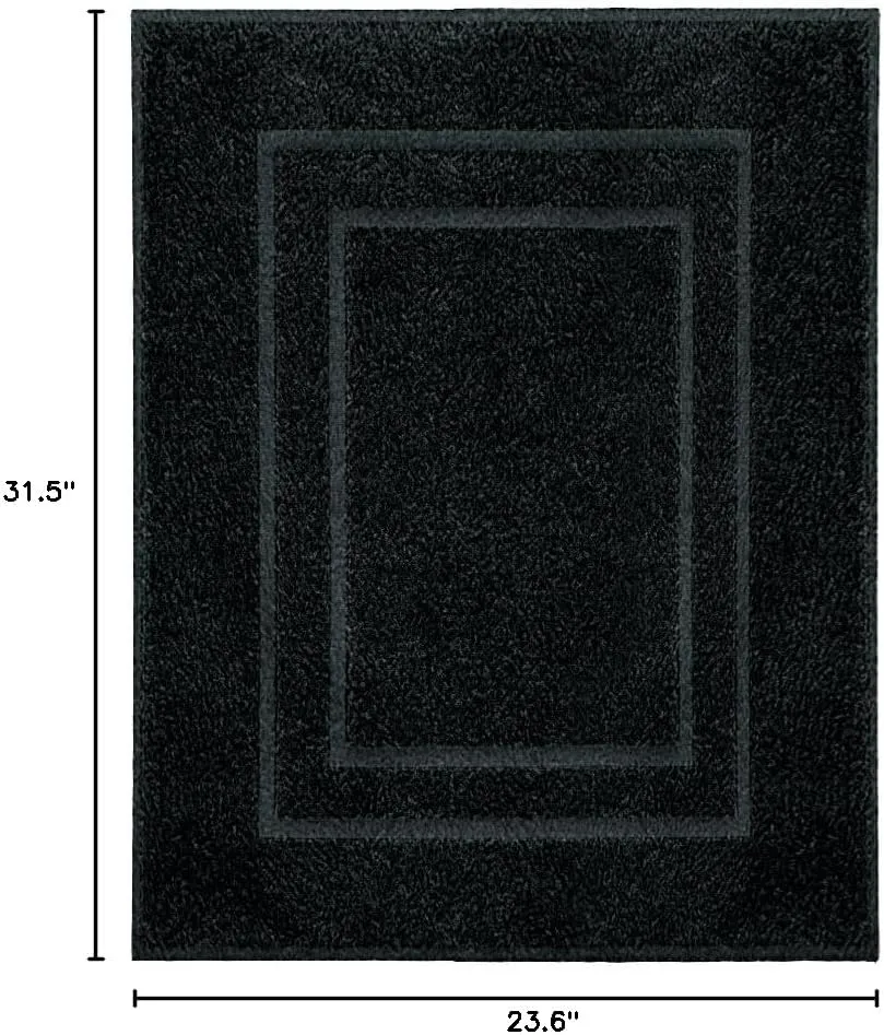 Eco Living Plaza 100% Natural Cotton Terry Cloth Rugs 23.6x31.5in [60x80cm] (Black)