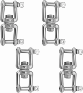 ECSiNG 4pcs 316 Stainless Steel Swivel Double Shackle M6x67mm Double Jaw Shackle Jaw Anchor Connector for Garden, Yard, Boat, and Outdoor Use