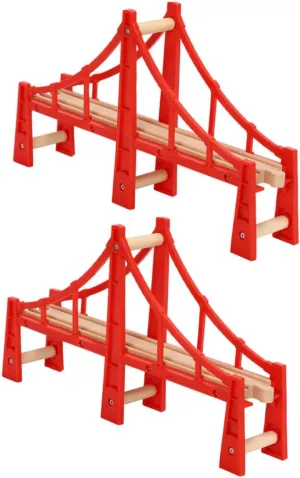 Educational Wooden Train Toys 2 Toy Train Bridges Model Set Accessories for Kids