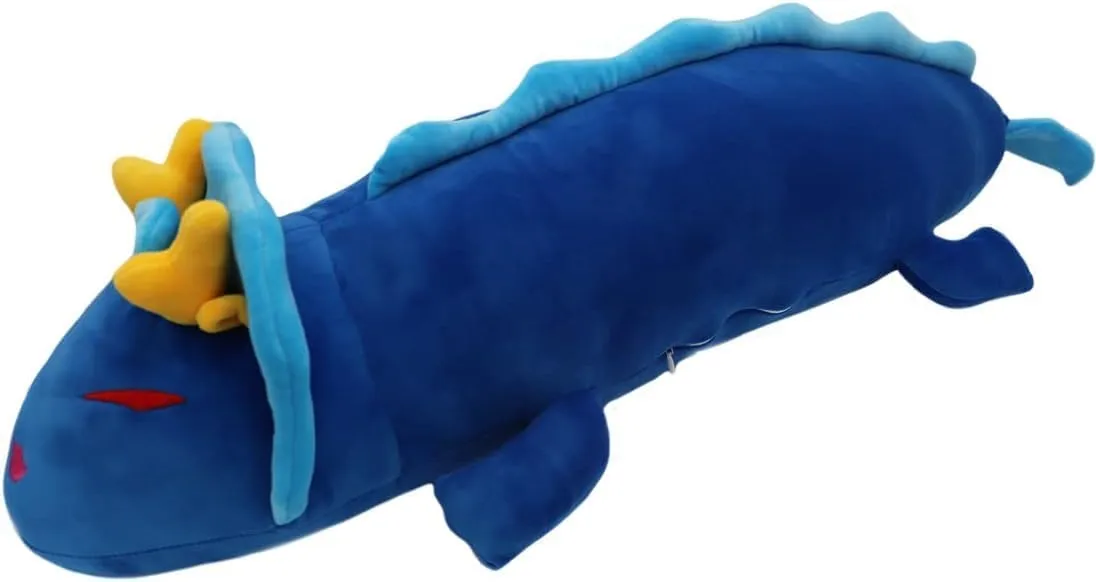 ELAINREN Fluffy Chinese Blue Dragon Plush Pillow - Super Soft Long Shape Stuffed Body Pillow - Large Anime White Dragon Plushie Dolls Gifts/35.4''