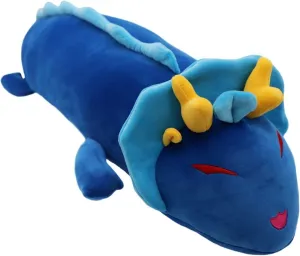 ELAINREN Fluffy Chinese Blue Dragon Plush Pillow - Super Soft Long Shape Stuffed Body Pillow - Large Anime White Dragon Plushie Dolls Gifts/35.4''