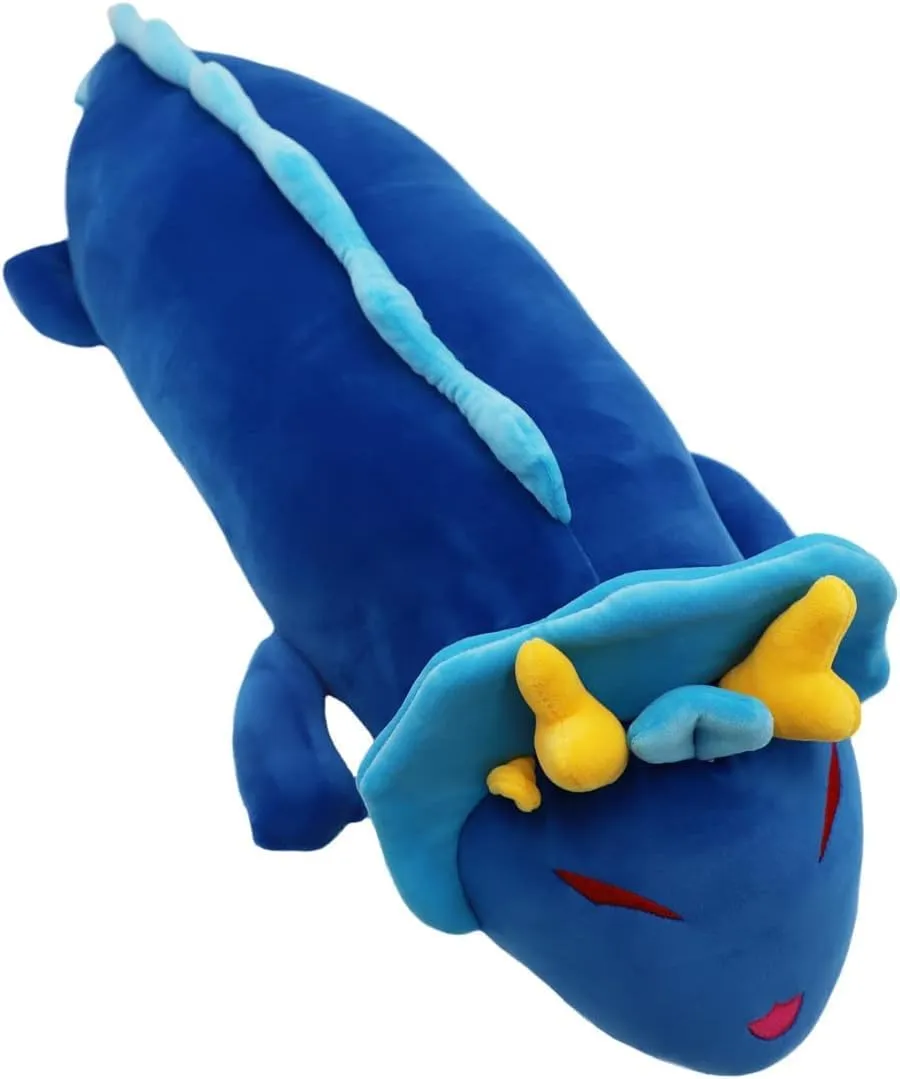 ELAINREN Fluffy Chinese Blue Dragon Plush Pillow - Super Soft Long Shape Stuffed Body Pillow - Large Anime White Dragon Plushie Dolls Gifts/35.4''