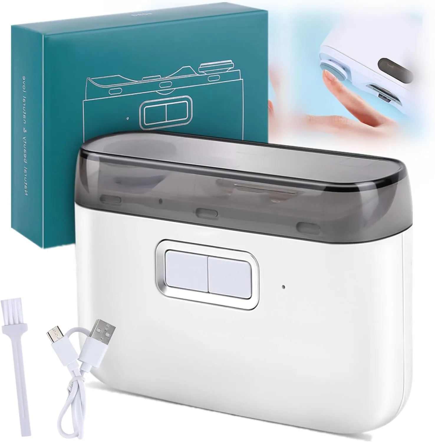 Electric Toenail Clipper, Electric Nail Clipper, 2-in-1 Cutting and Grinding Automatic Nail Clipper, 2-Speed Electric Nail Trimmer with LED Light, Electric Toenail Clippers for Seniors, Baby. (White)