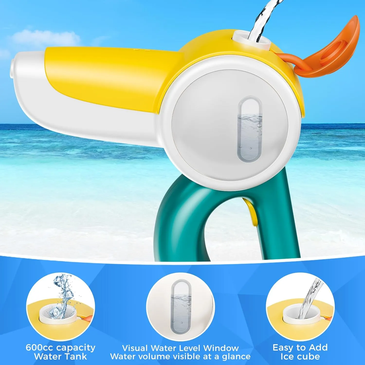 Electric Water Gun for Kids & Adults, Automatic Water Blaster with 600ml Large Tank, 28 Ft Long Range & 300  Shots Per Fill for Ipx7 Waterproof Automatic Water Gun, Summer Pool Beach Toy Gift