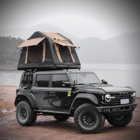 Elevated Inflatable Roof Top Tent for Comfort and Adventure, Quick Setup for 2-3 People, for SUVs and Trucks, Two-Tone Khaki & Black