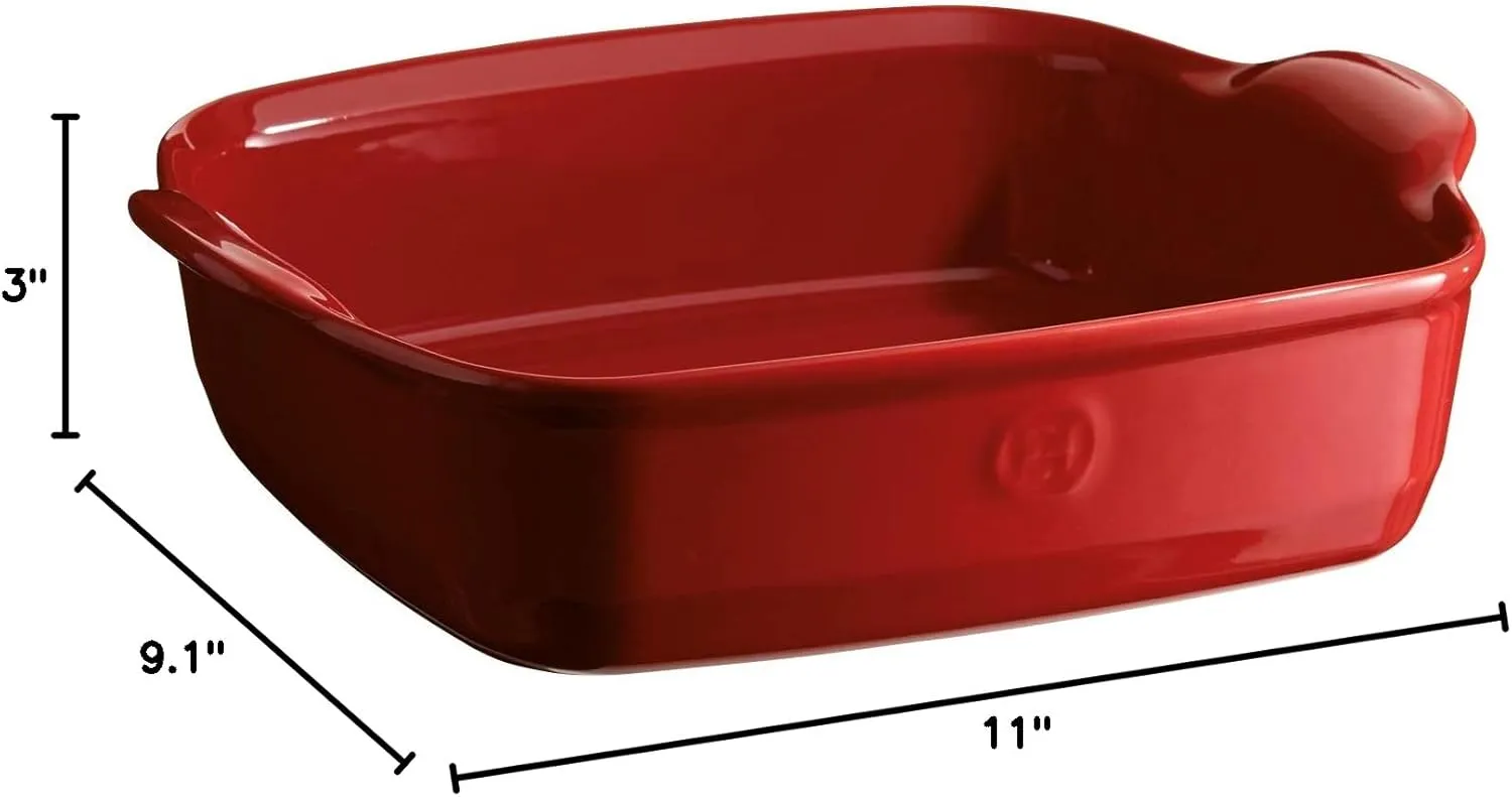 Emile Henry France Ovenware Ultime Square Baking Dish, Burgundy