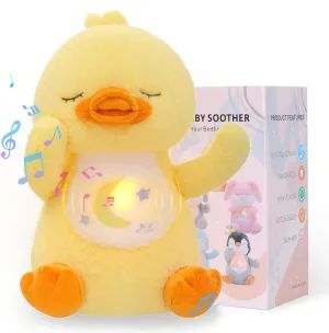 Emoin Duck Stuffed Animal, Soothing Breathing Duck Plush Sleep Buddy Soothe Snuggle Duck Baby Toy with Realistic Breathing Motion and Lights Music for Anxiety Adults and Kids