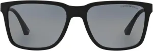 Emporio Armani Men's EA4047 Square Sunglasses, Rubber Black/Grey Polarized, 56 mm