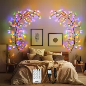 Enchanted Willow Vine Lights for Home Decor with 160LEDs, 8.2FT Voice-Activated Wall Decoration Light, Support Warm Light Mode and Color Light Mode Switch(Black)(1PCS)