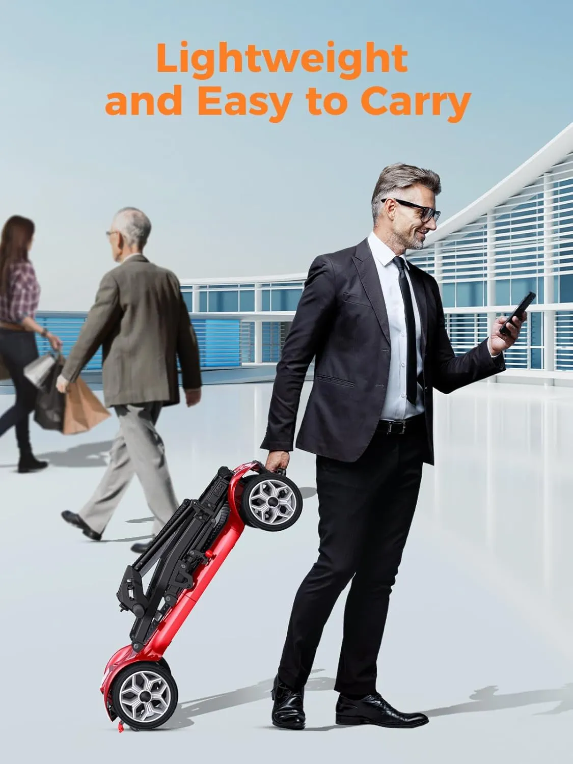 ENGWE Electric Powered Mobility Scooter, 43.2Lbs Lightweight Folding Mobility Scooters for Adults Seniors, 24Miles Long Travel w/Removable 240WH*2 Lithium Batteries and Basket, Charger (Red)