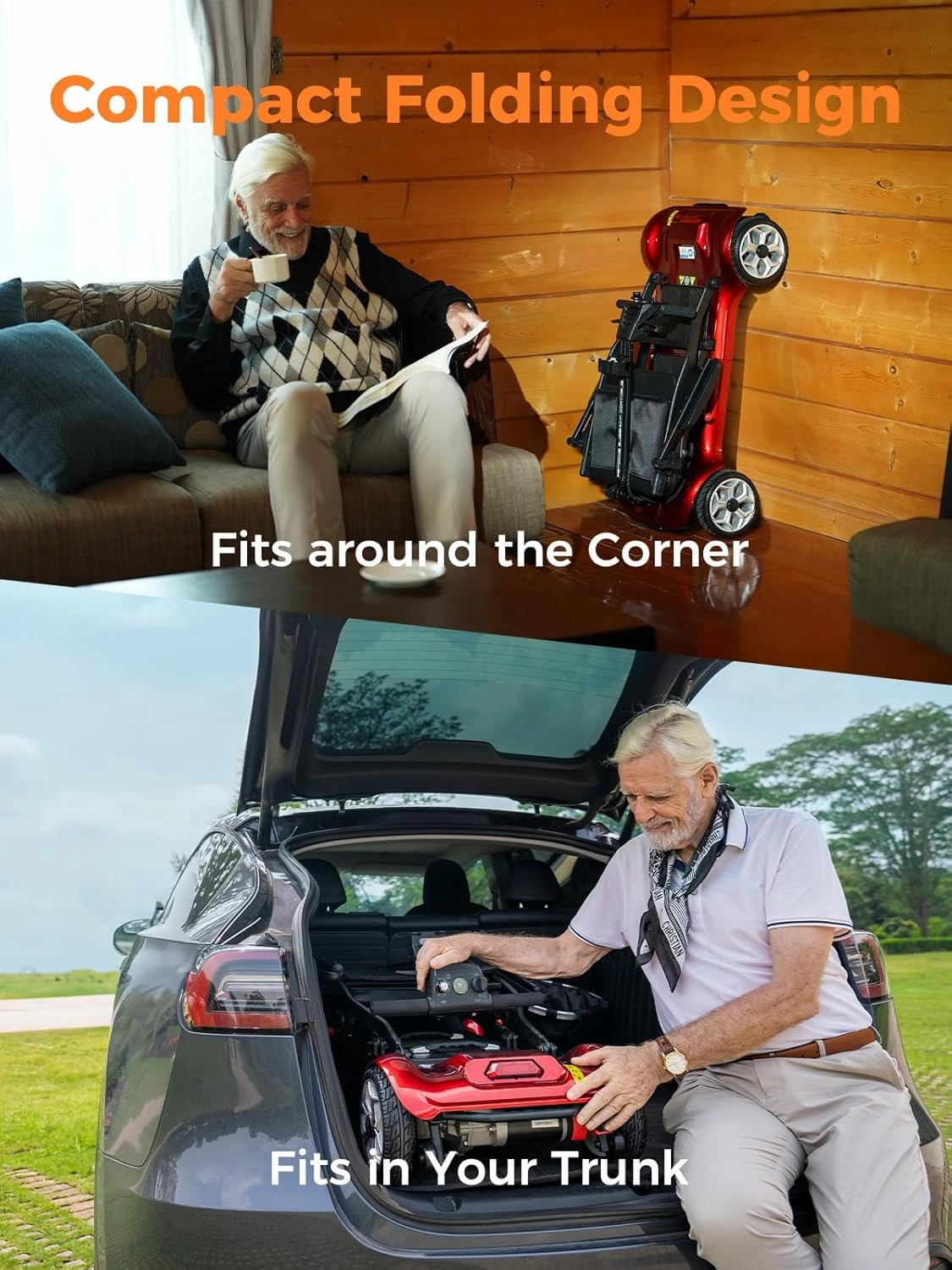 ENGWE Electric Powered Mobility Scooter, 43.2Lbs Lightweight Folding Mobility Scooters for Adults Seniors, 24Miles Long Travel w/Removable 240WH*2 Lithium Batteries and Basket, Charger (Red)