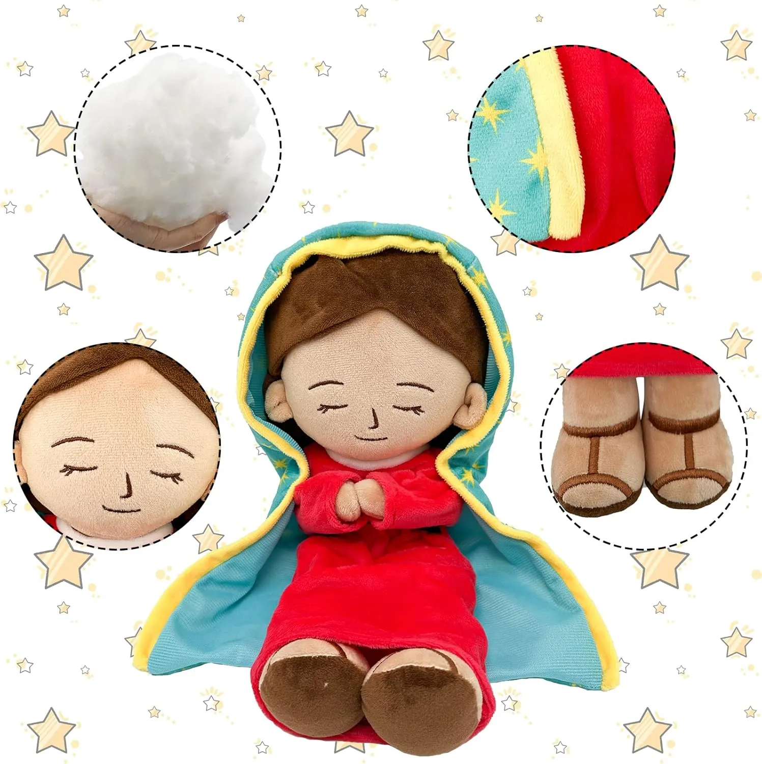 Enhopty Lady of Guadalupe Plush Blessed Mary Stuffed Doll Christ Religious Toys Savior Plush Christian Religious Figure Home Christmas Decoration 14" (red, 14 inch)