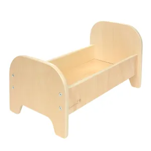 Environments Wooden Baby Doll 22”L x 12”W x 12”H Bed Play Furniture, Natural Finish, Fits up-to 22-Inch Doll, Preschool, Kids Toy (900402)