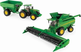 ERTL John Deere Farm Harvesting Set - 1:32 Scale - Includes John Deere 7290R Tractor, S780 Combine, and Grain Cart - Officially Licensed Collectible Farm Toys - Ages 3 Years and Up