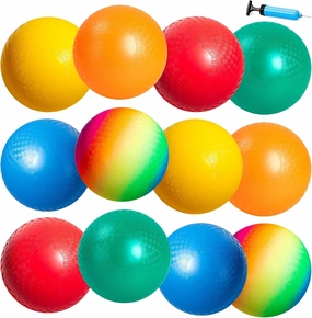 EVERICH TOY 12 Pack Playground Balls Dodgeball Set, 8.5 Inch Dodge Ball Kickball Handball for Kids & Adults, Indoor Outdoor Sports Toy for Backyard Park Camp School Ball Game for Boys Girls with Pump