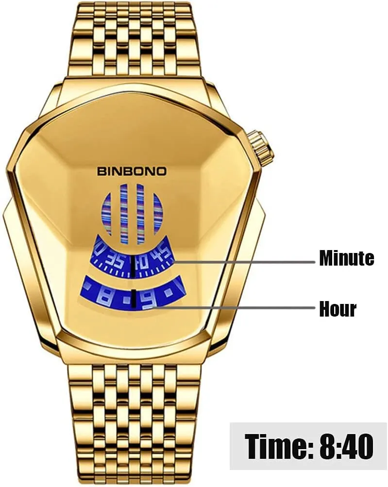 FANMIS Creative Fashion Blue LED Binary Digital Watches Men's Stainless Steel Silver Waterproof LED Backlight Bracelet Plated Watches