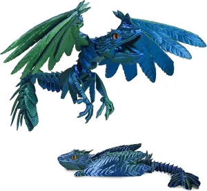 Feathered Wyvern Dragon, 3D Printed Dragon with Wings Articulated Dragons, Fidget Dragons 3D Printed Toys Desktop Pet 3D Printing Animals Toy