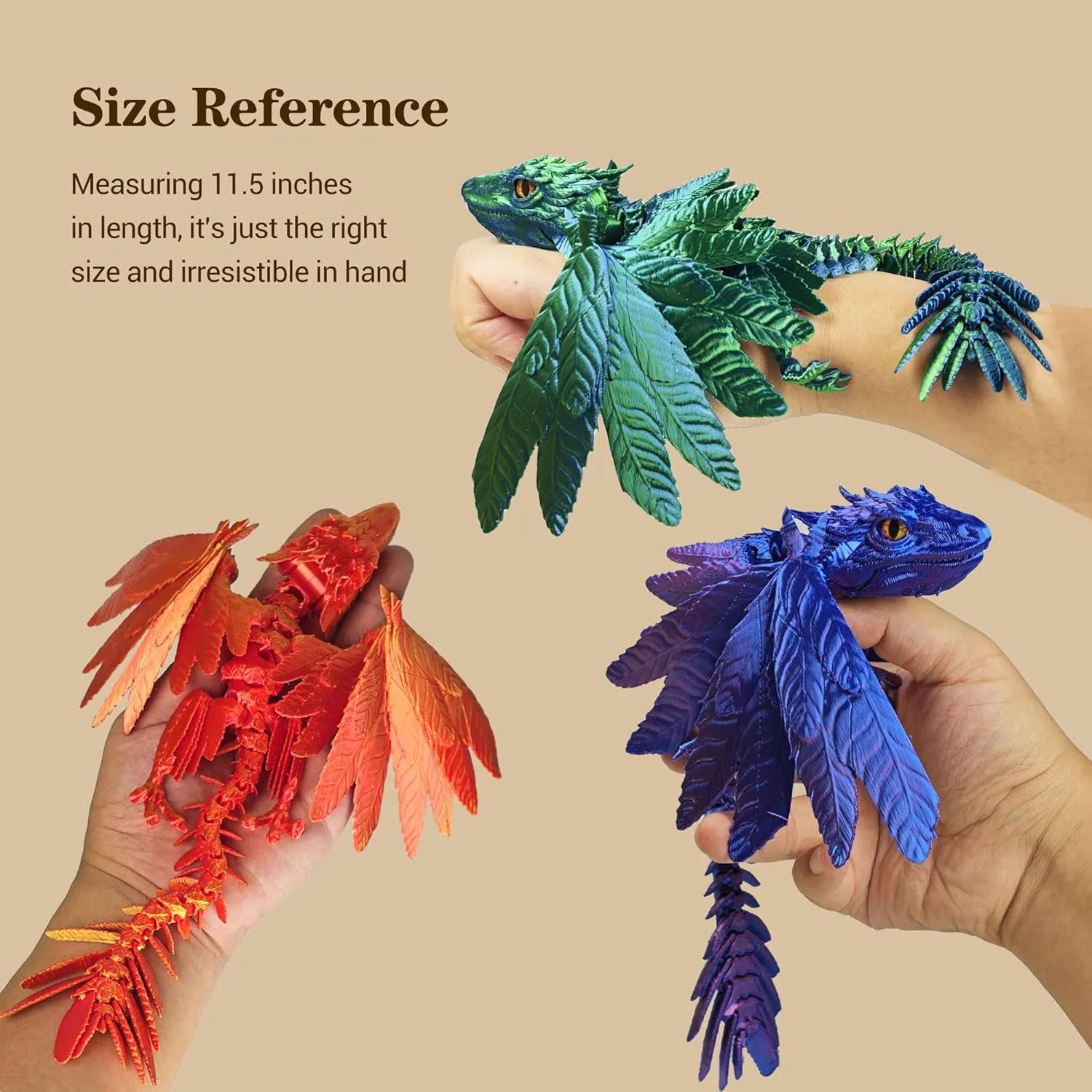 Feathered Wyvern Dragon, 3D Printed Dragon with Wings Articulated Dragons, Fidget Dragons 3D Printed Toys Desktop Pet 3D Printing Animals Toy